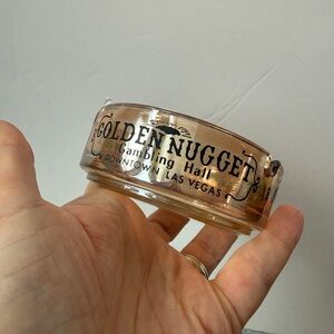 Vintage Las Vegas Golden Nugget 
Gambling Hall peach luster glass ash tray